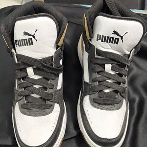 Puma Men's Black and White Sneakers with Tan Accents